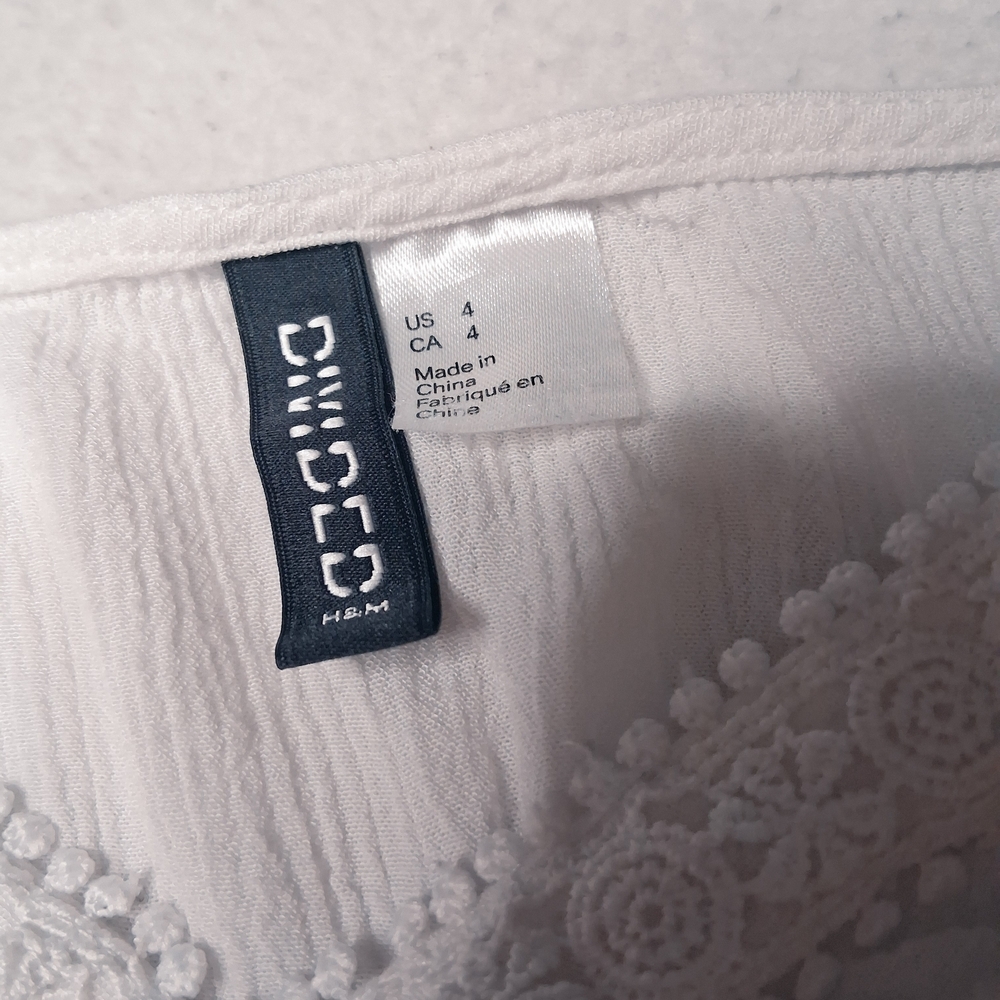 Divided White Lace Trim Crop Top - Picture 2 of 3